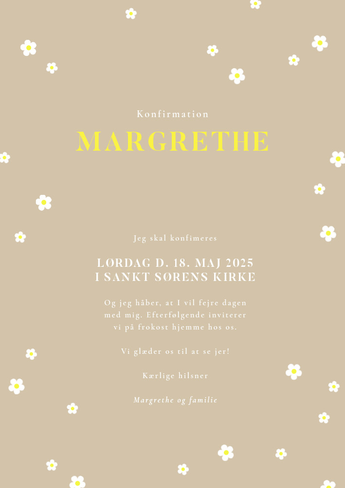 Invitationer - Margrethe Konfirmation